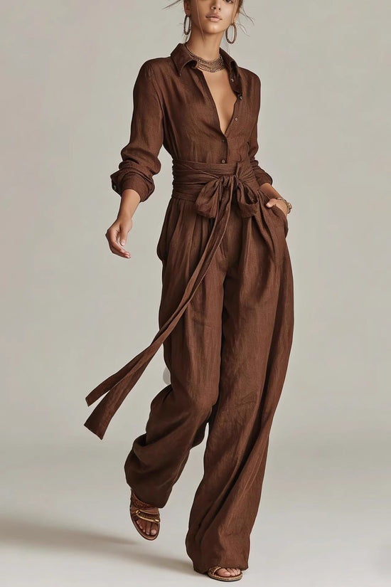 Solid-color High-waisted Short-sleeve Pants Fashion Casual Set 