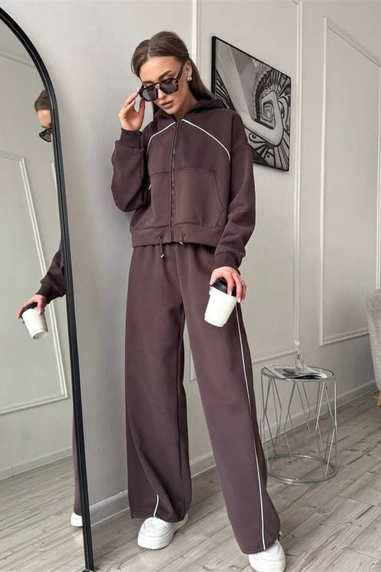 Women's Sportswear Set Solid Color Cardigan Set 