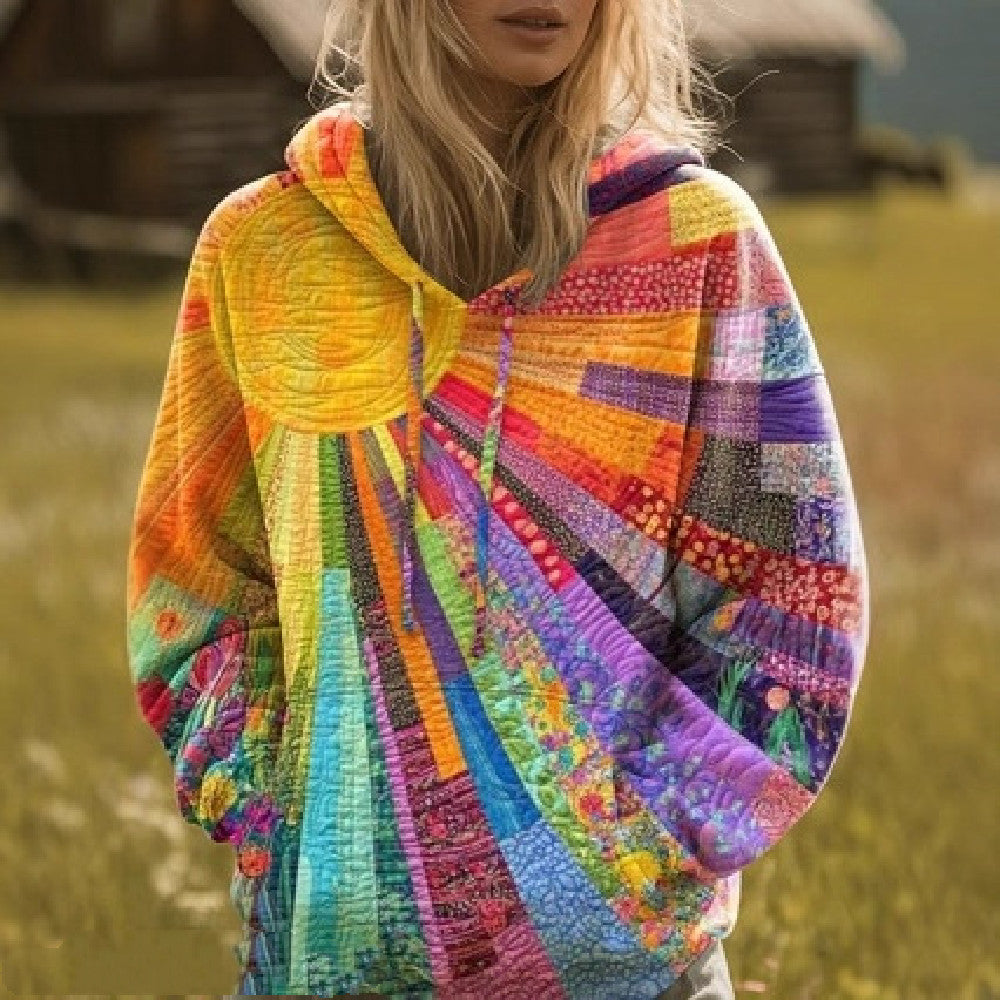 3D Digital Printed Sun Pattern Colorful Women's Sweatshirt 