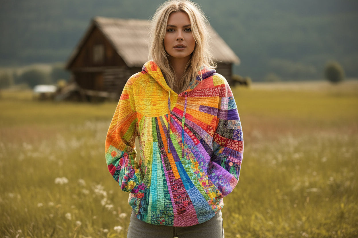 3D Digital Printed Sun Pattern Colorful Women's Sweatshirt 