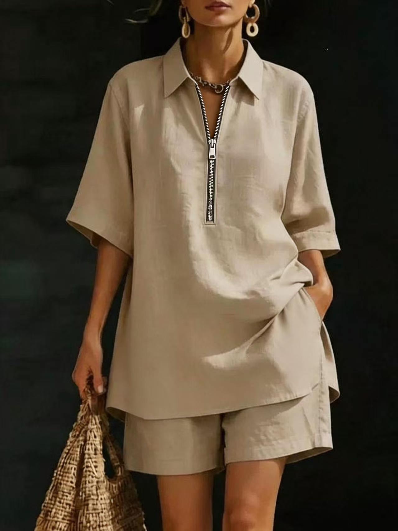 Women's Top Short-Sleeve Shirt Set 