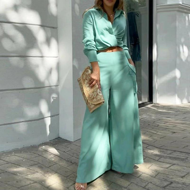 Women's Plus Size Wide Leg Elegant Pant Set CJ US