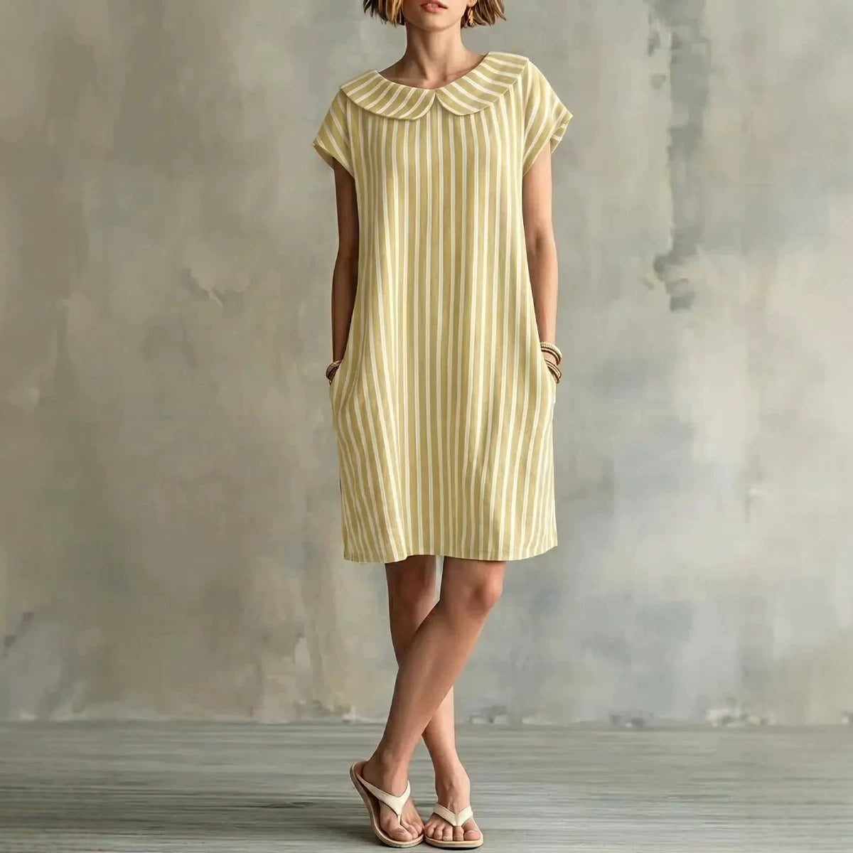 Elegant And Fashionable Printed Striped Dress For Women 