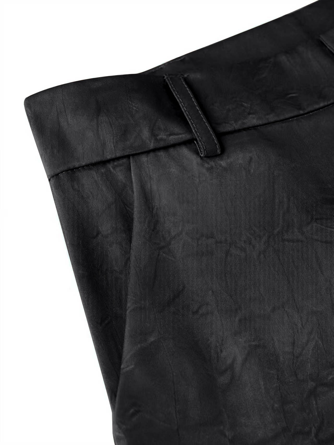 Womens Silky Satin Loose-fitting Figure-flattering Wide-leg Trousers 