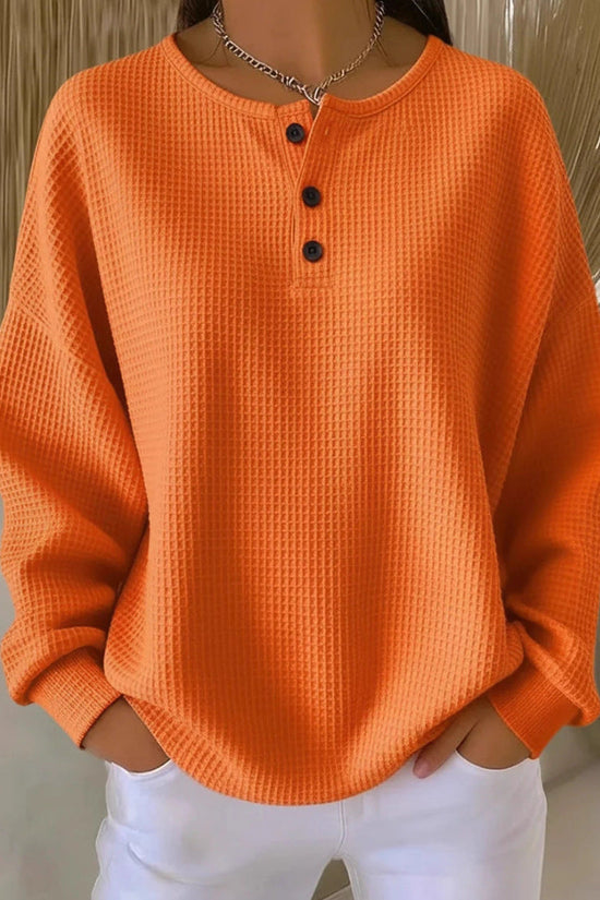 Round neck solid color pullover loose top 