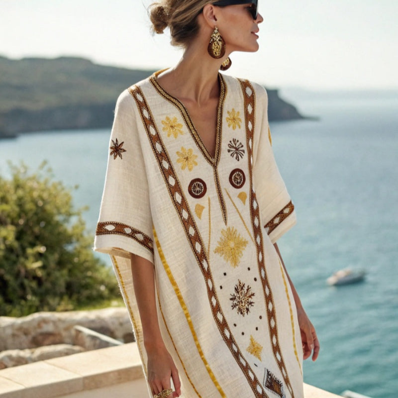 Beach Vacation Beach Dress Printed Loose Midi Dress 