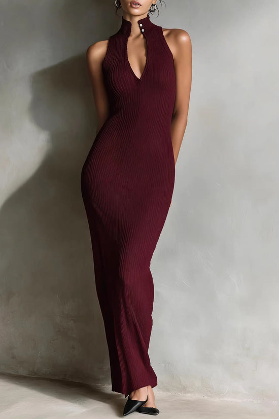 Sleeveless High-necked Waist-cinching Dress For Women 