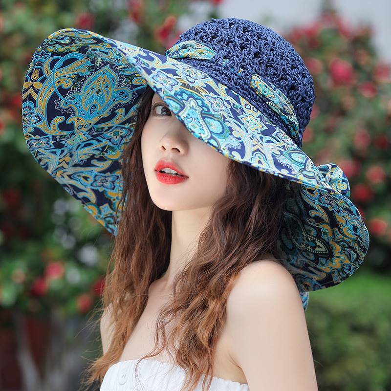 Summer Beach Sun Hat Beach Green Straw Hat For Women 