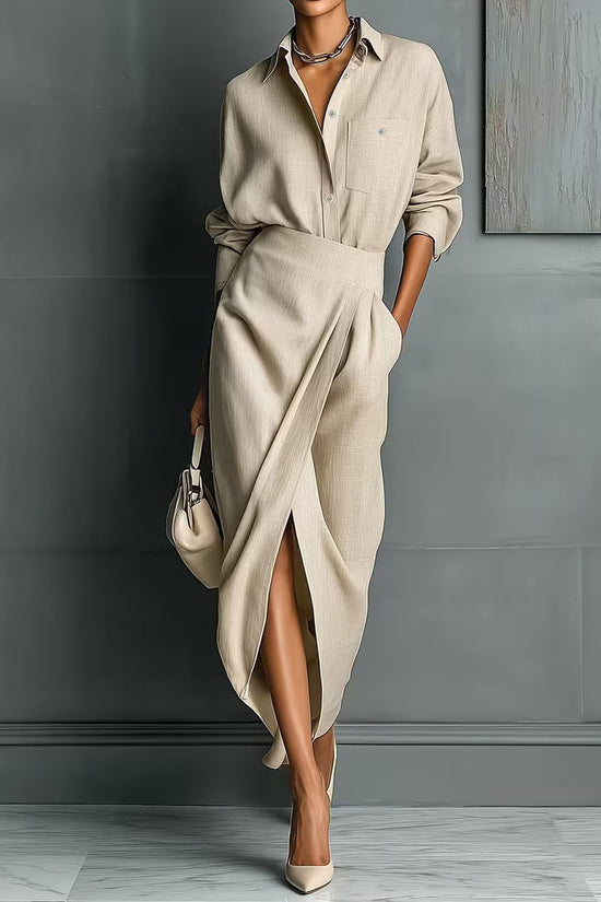 Womens Elegant Chic Sexy Solid-Color Irregular Pleated Dress 