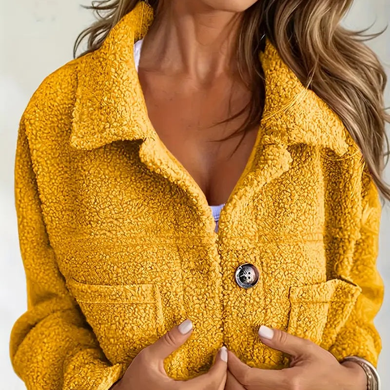 Plus Size Women’s Solid Color Sherpa Jacket CJ US