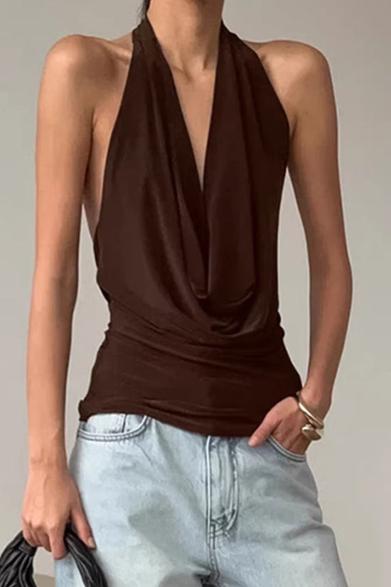 Spring Summer Designer Knitted Backless Boat-Neck Top Womens Clothing 