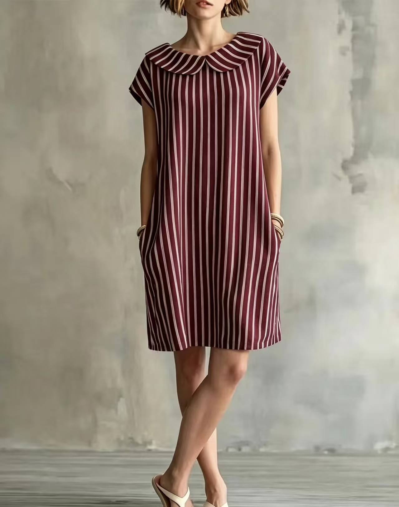 Elegant And Fashionable Printed Striped Dress For Women 