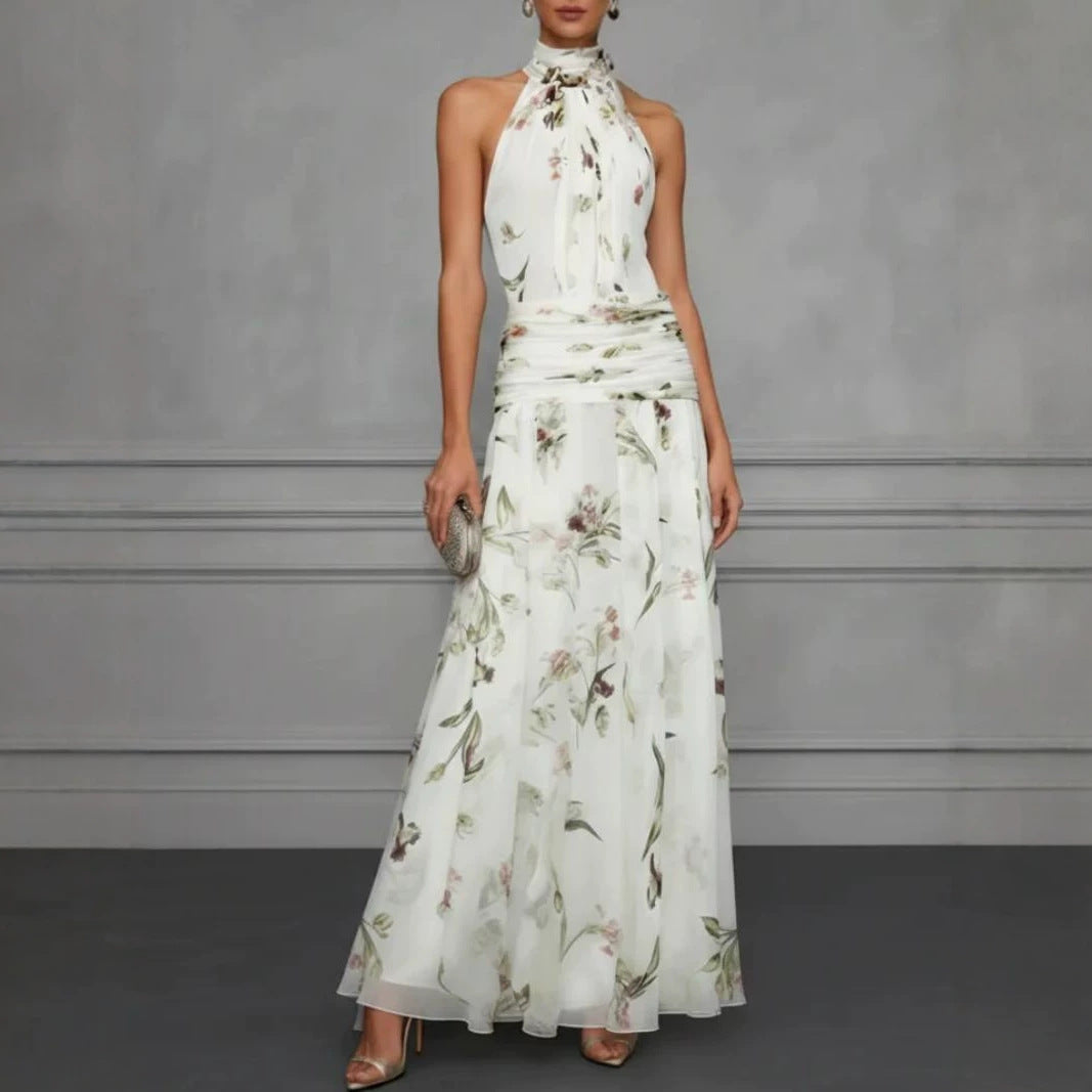 Hanging neck printed dress 