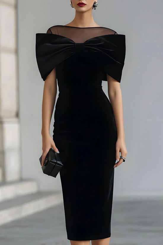 Chic Office Women's One-Shoulder Off-the-Shoulder Velvet Dress with Gold Thread 