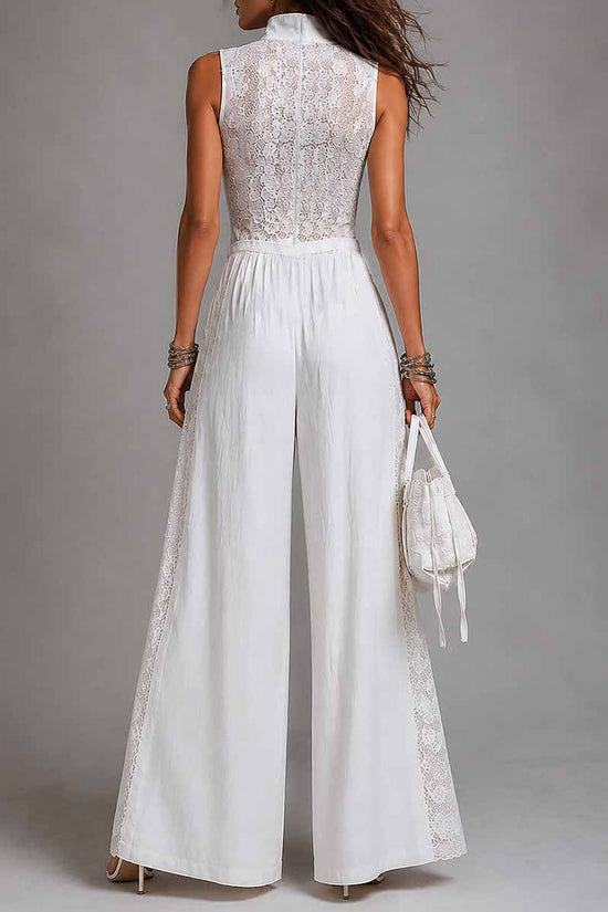 Sleeveless lace patchwork jumpsuit 