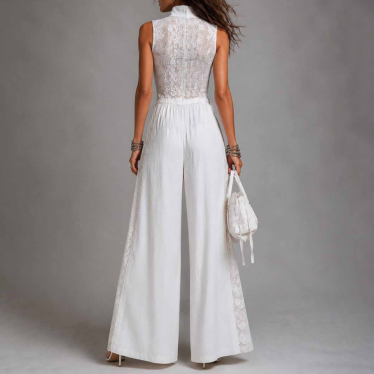 Sleeveless lace patchwork jumpsuit 