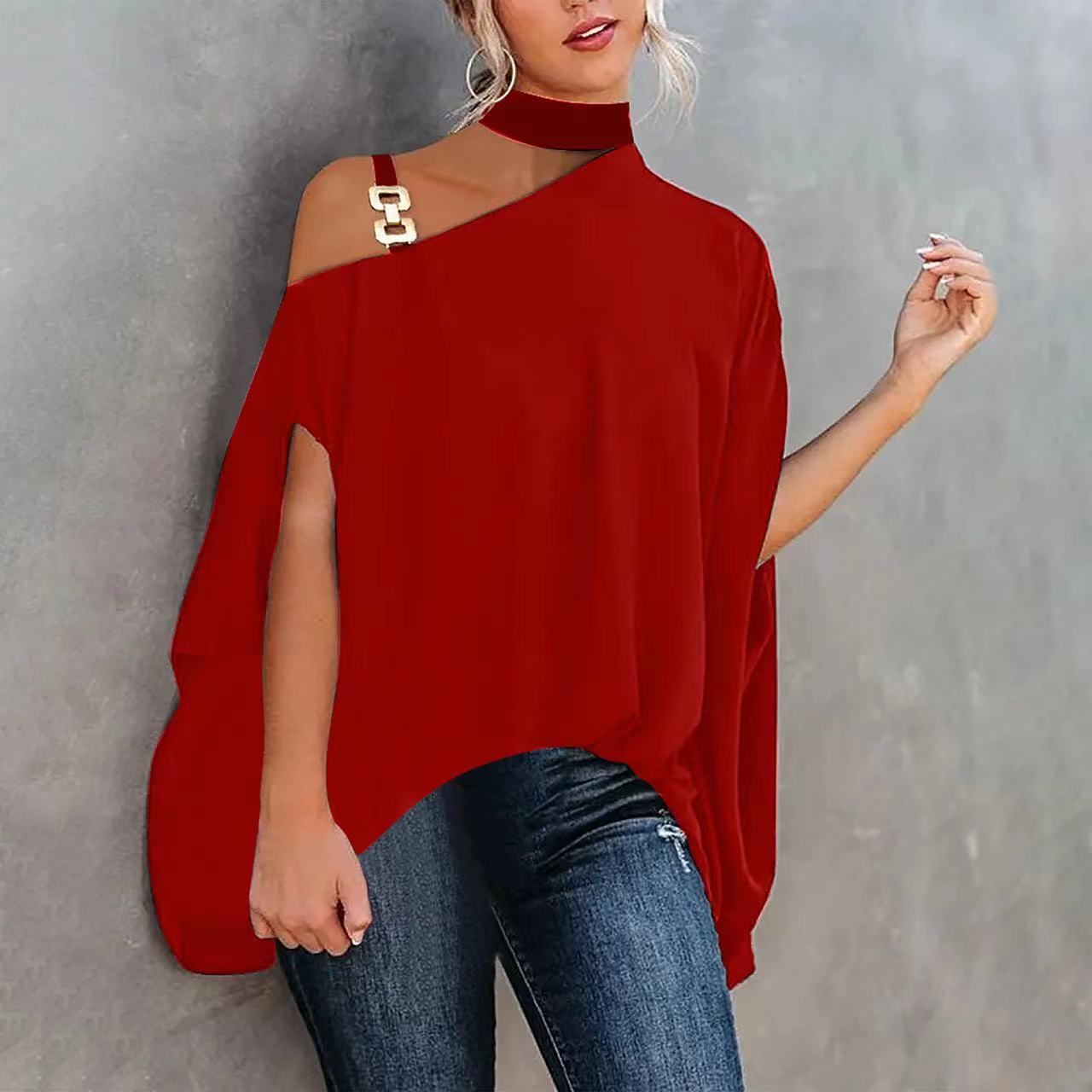 Women’s One-Shoulder Printed T-Shirt 