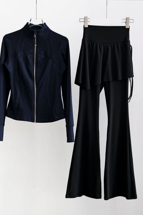 Long-sleeve Running Outfit With Zipper professional Gymwear Thats Slimming And Figure-flattering 