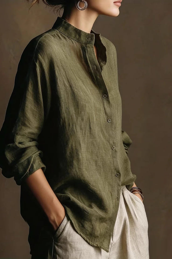 Collar loose long sleeved shirt