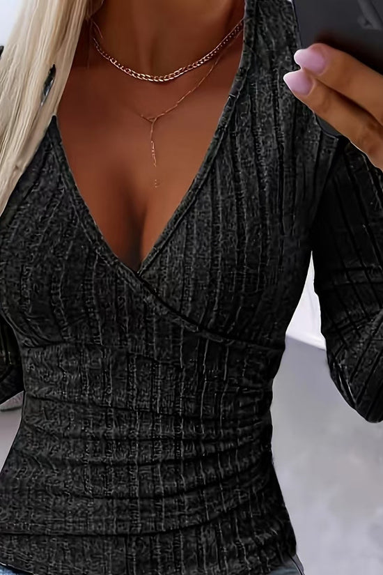 Women’s Pleated V-Neck Top CJ US