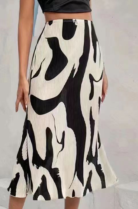 Women’s Tropical Print Pleated Skirt 