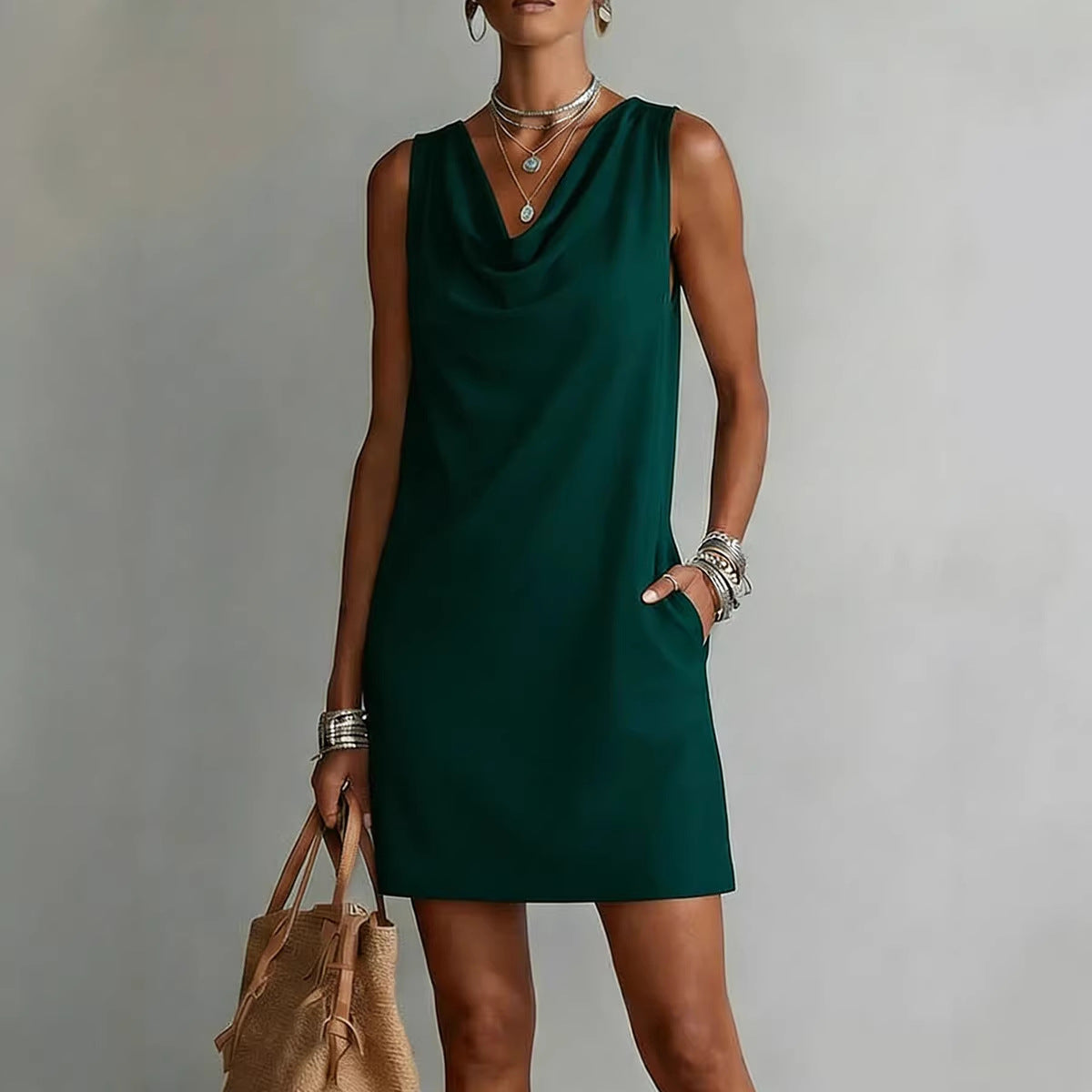 Fashionable Womens Off-shoulder Sleeveless Dress 