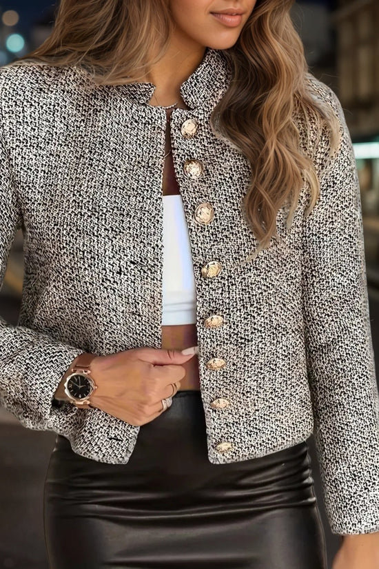 2025 Large Elegant Floral Top Lightweight Polyester Elegant Women's Fashion Floral Top - Long Sleeved, Buttoned Front, Opaque, Solid Color Jacket, Suitable For Work And Leisure CJ US