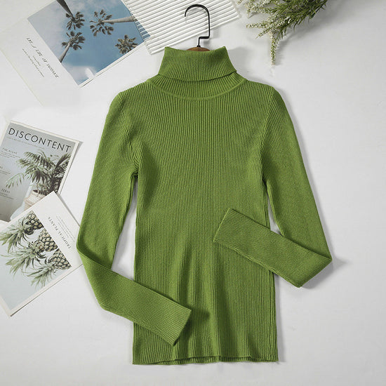Solid Color Pit Strip Knit Pullover Turtleneck Sweater - Diversi™ Fashion