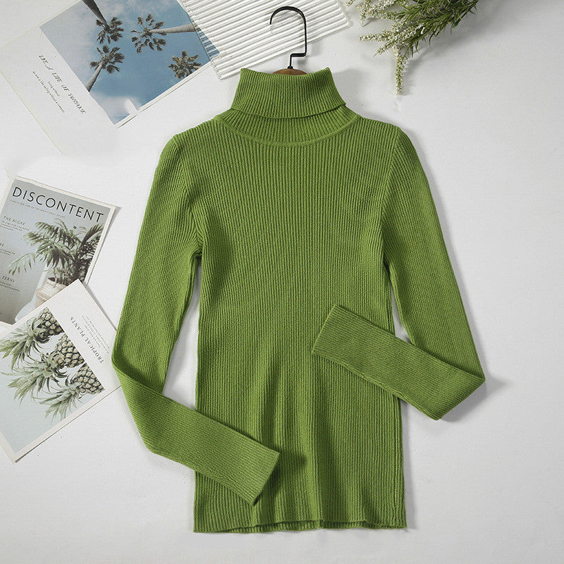Solid Color Pit Strip Knit Pullover Turtleneck Sweater - Diversi™ Fashion