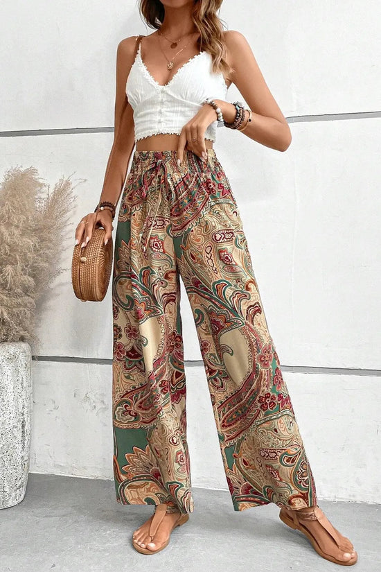 Printed Wide Leg Pants 
