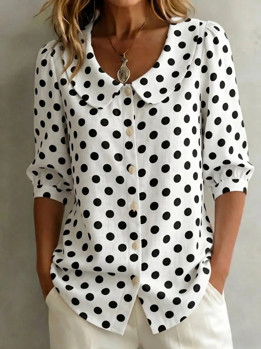 Retro Polka Dot Pattern Womens Shirt 