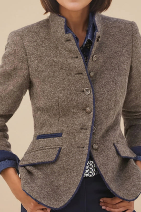 Multi-button Color Matching Women's Woolen Jacket 