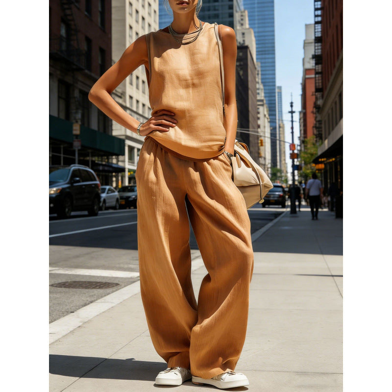Womens Sleeveless Top And Pants Two-piece Set 