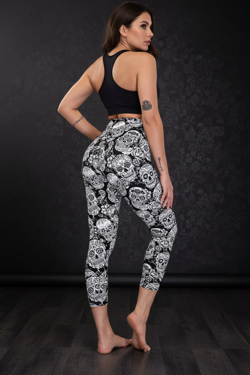 Cropped High-Rise Leggings – USA Flag Print Patriotic Workout Pants 
