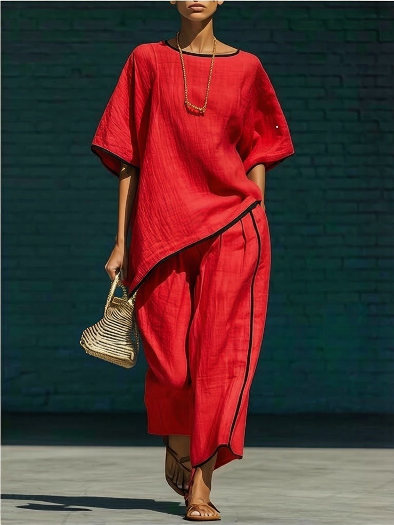 Casual Resort-Style Fashionable Loose Two-Piece Set For Women 