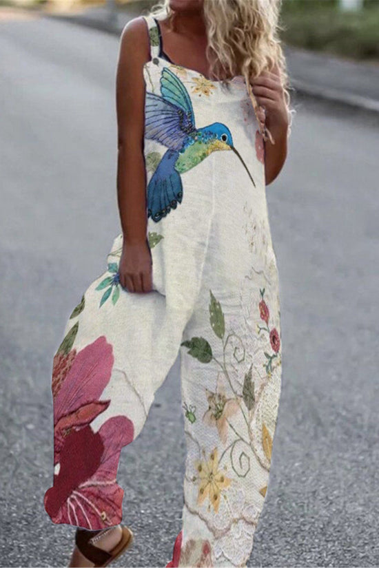 Women’s Butterfly Print Overalls 