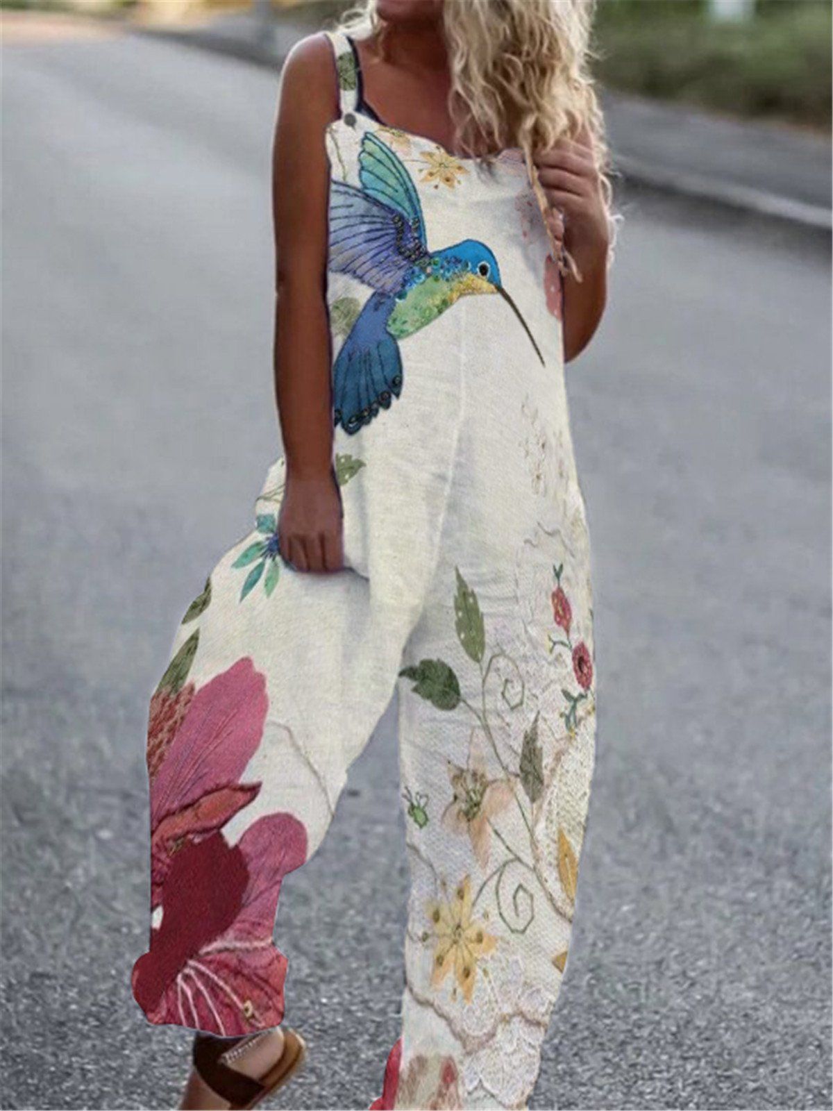 Women’s Butterfly Print Overalls 