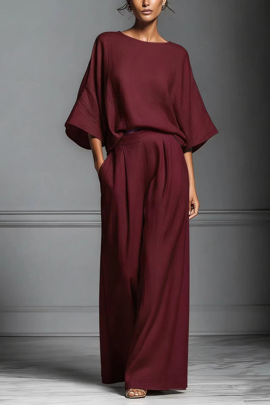 Womens Fashionable And Elegant Flared-Sleeve Linen Suit 