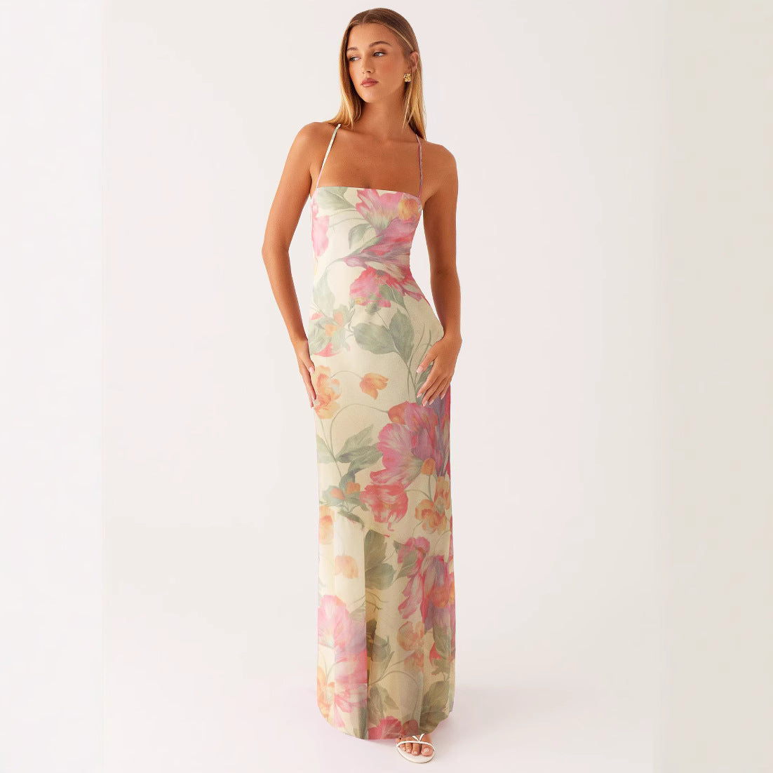 Womens Printed Sleeveless Strap Bodycon Dress 