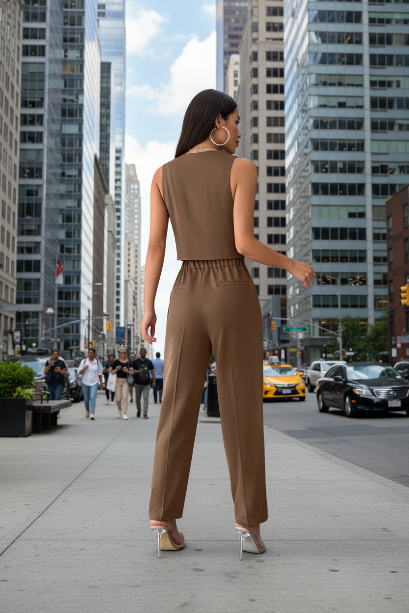 Womens Jumpsuit Commuter Slim Fit Suit 