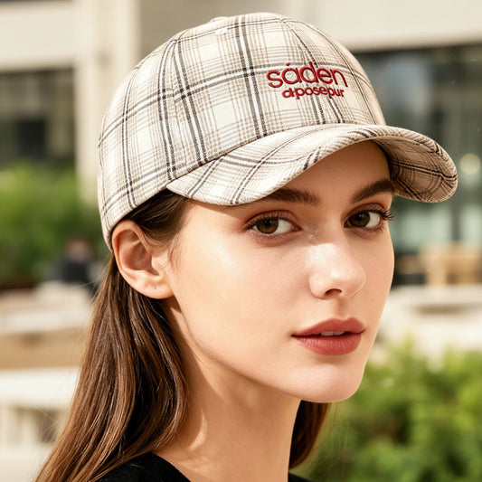 Striped Checkered Embroidered Letter Simple And Fashionable Baseball Cap Suitable For Daily Outdoor Outings And Travels 