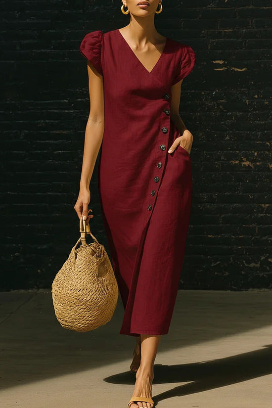 Women's Casual V-Neck Short-Sleeve Dress 
