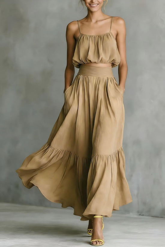Two-piece High-waist Flared Skirt Set 