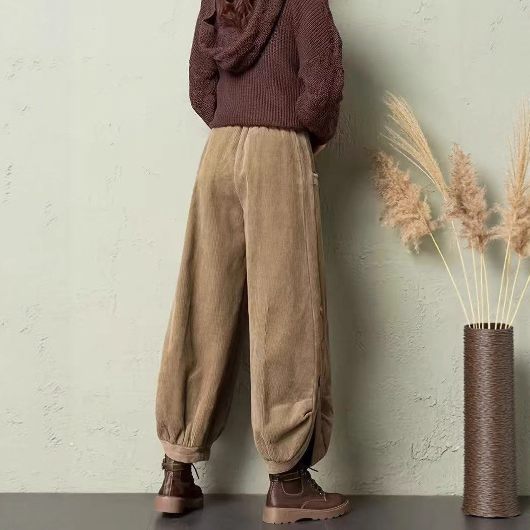 AutumnWinter Corduroy Wide-Leg Pants For Women 