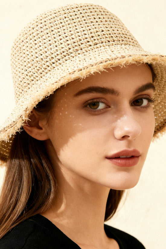 The Korean Version Of The Wide-brimmed, Fringed, Woven Straw Hat, Sun Hat, Round-top Fisherman's Hat, Beach Vacation Hat, And Sandcastle Hat Is Suitable For Vacations. 