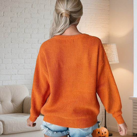 Women's Casual Round Neck Long Sleeve Letter Graphic Sweater Fall Winter Warm Comfortable Pullover Tops CJ US