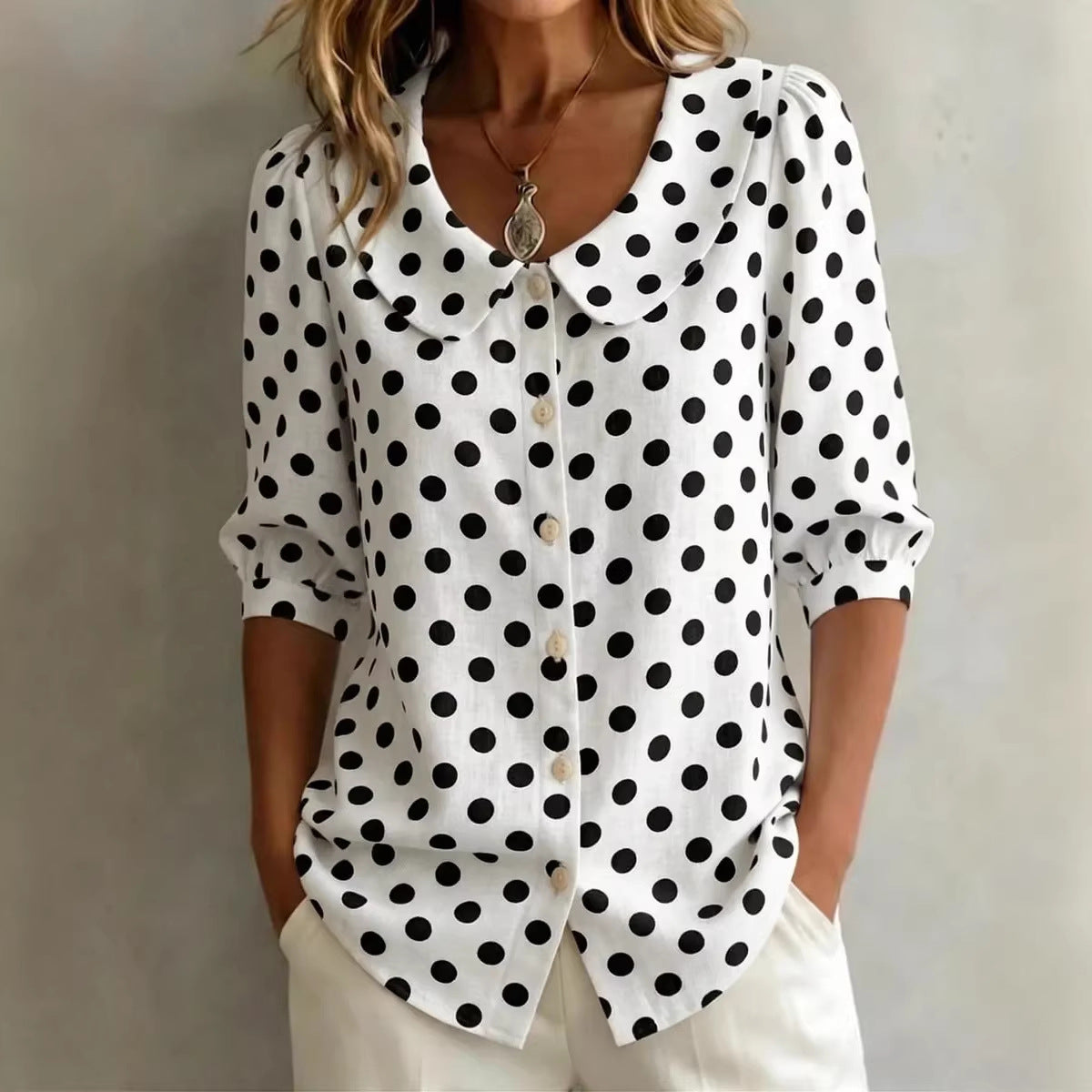 Retro Polka Dot Pattern Womens Shirt 
