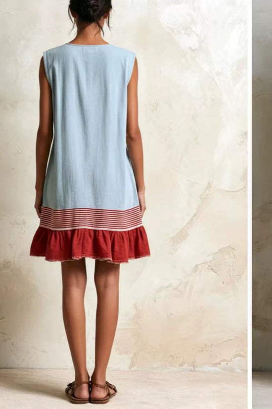 Elegant U-Neck Fitted Ruffle Dress for Women Long Dress with Vacation Vibes 