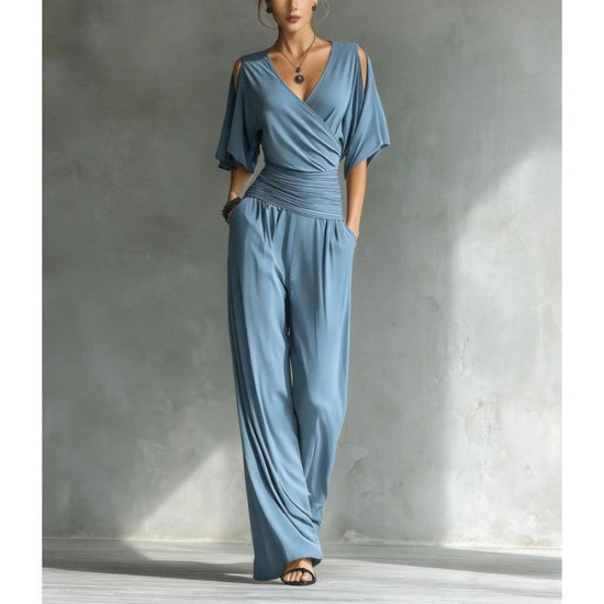 V-neck slim fit jumpsuit for women
