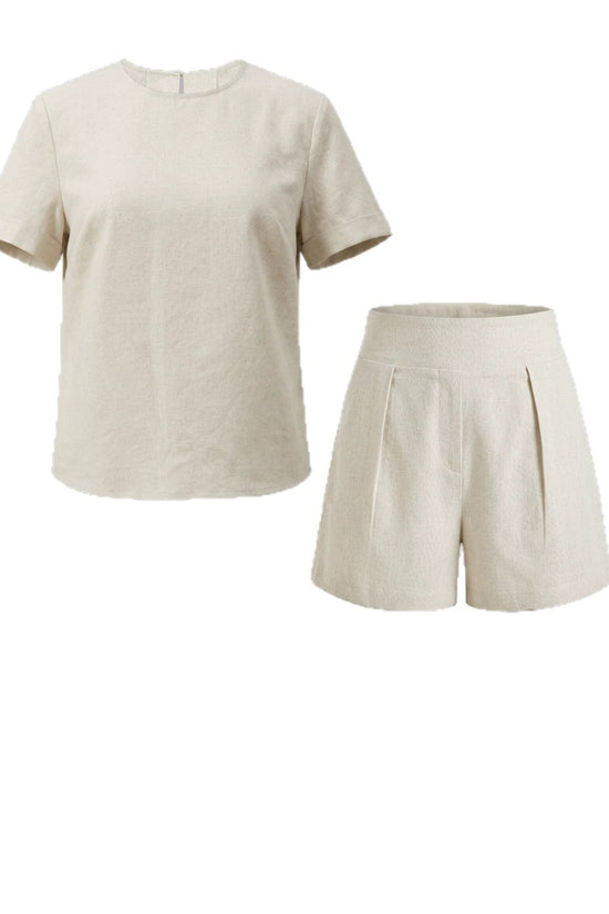 Summer loose short sleeved top+shorts two-piece set 